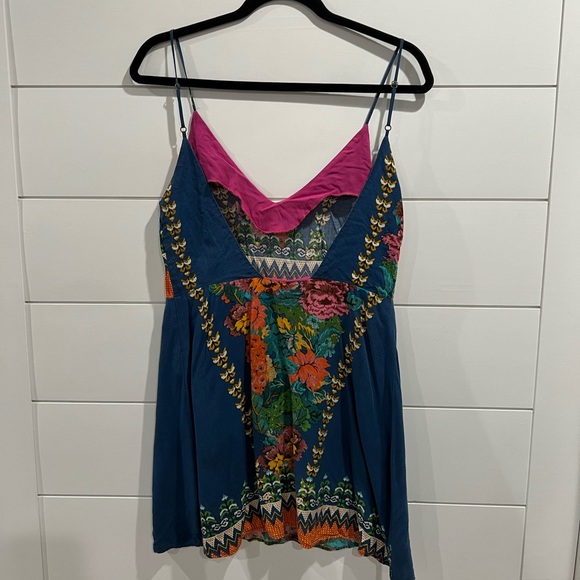 Farm Rio blue floral strappy mini dress - Picture 4 of 6